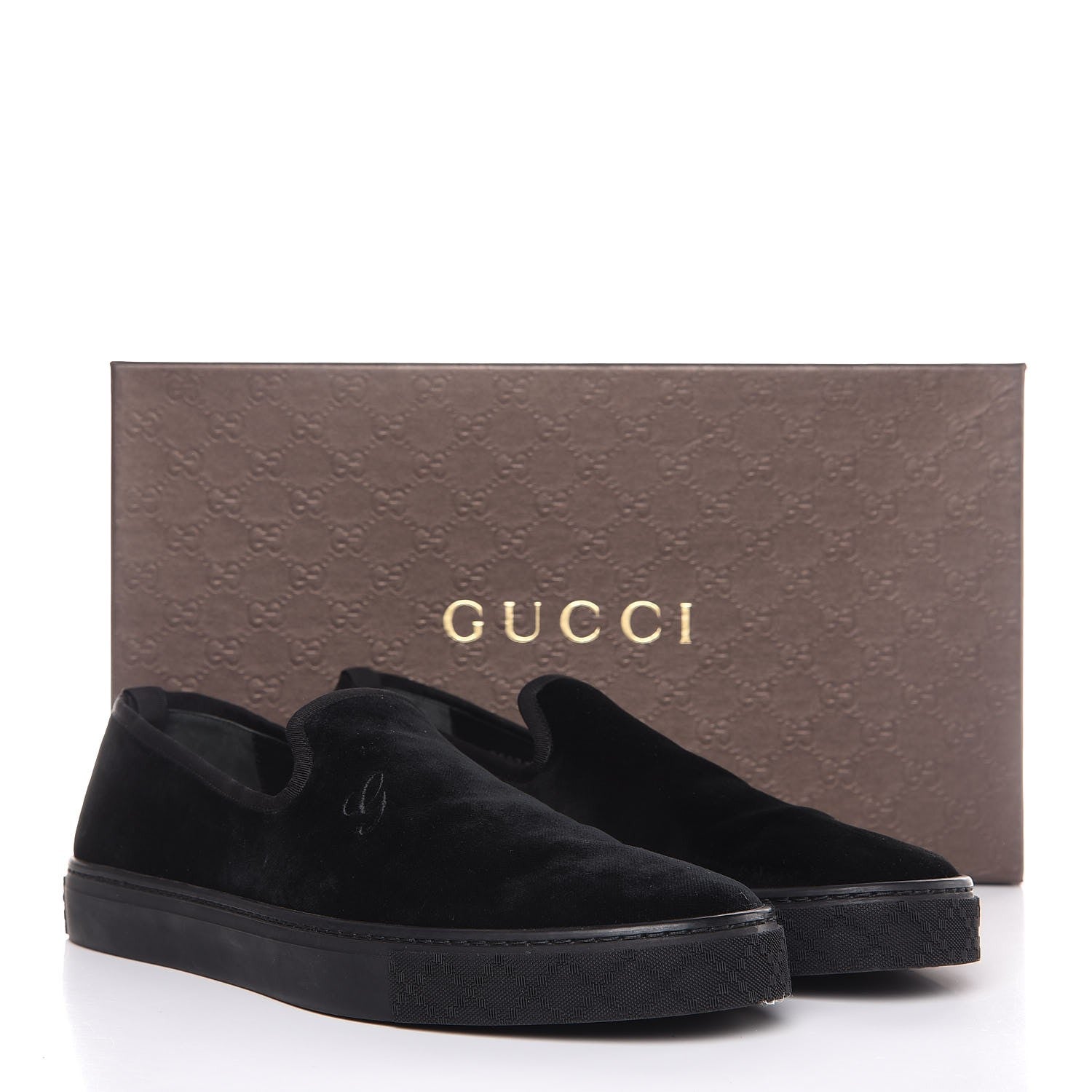 Gucci Velvet Mens Slip On Sneakers 9.5 Black 12 of 12