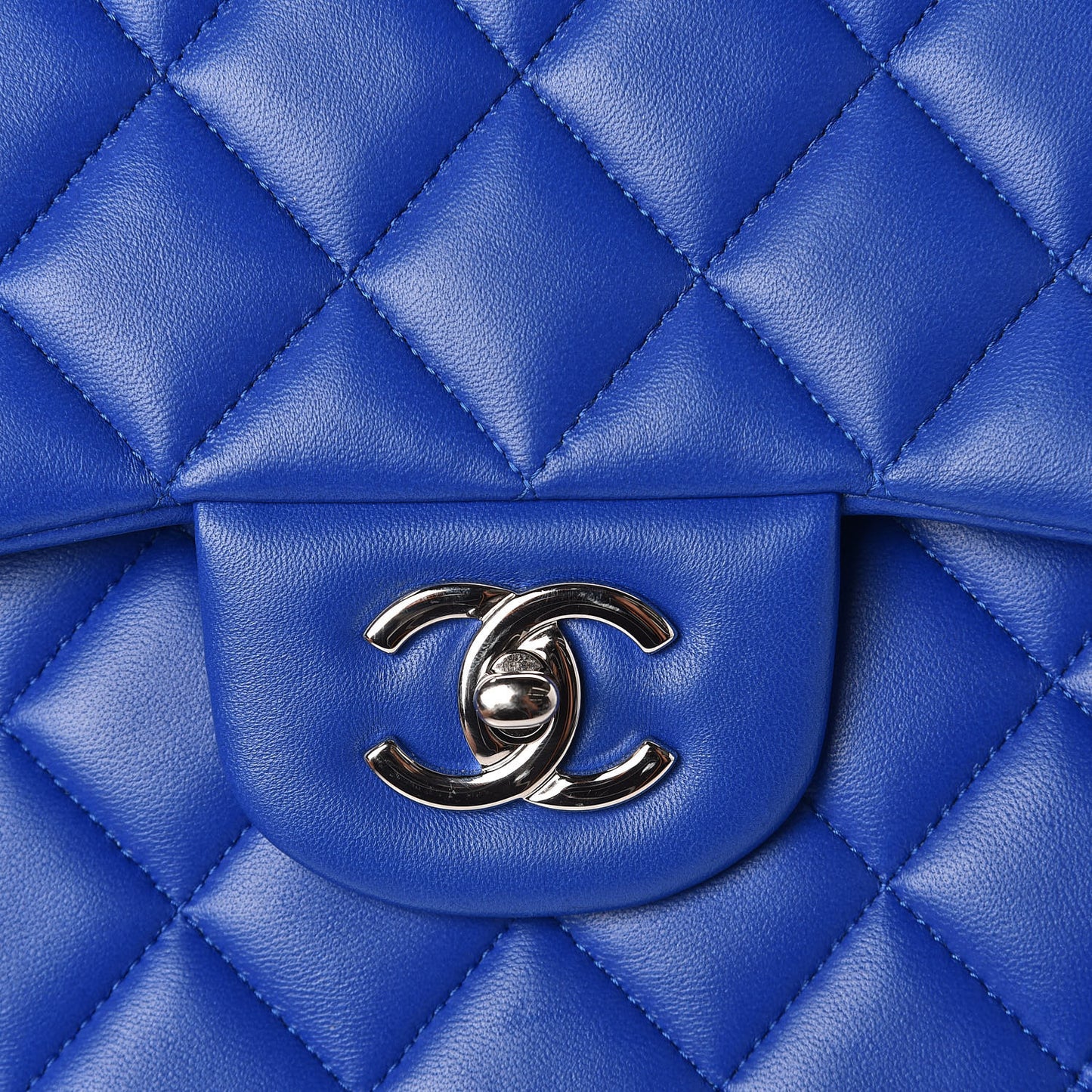 Lambskin Quilted Jumbo Double Flap Blue