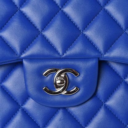 Chanel Lambskin Quilted Jumbo Double Flap Blue 10 of 11