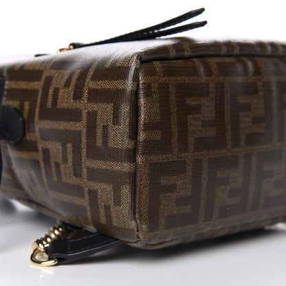 Fendi Glazed Fabric Vitello Century FF 1974 Stamp Patch Mini Backpack Mogano Panna Black 5 of 9