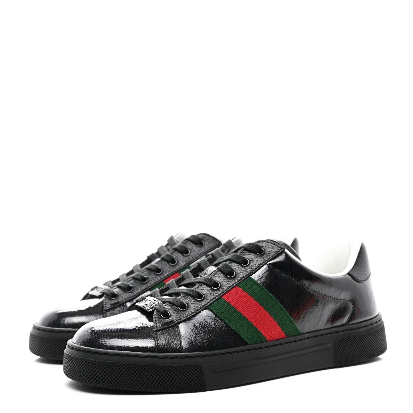 Crystal GG Monogram Web Womens New Ace Sneakers 37 Black