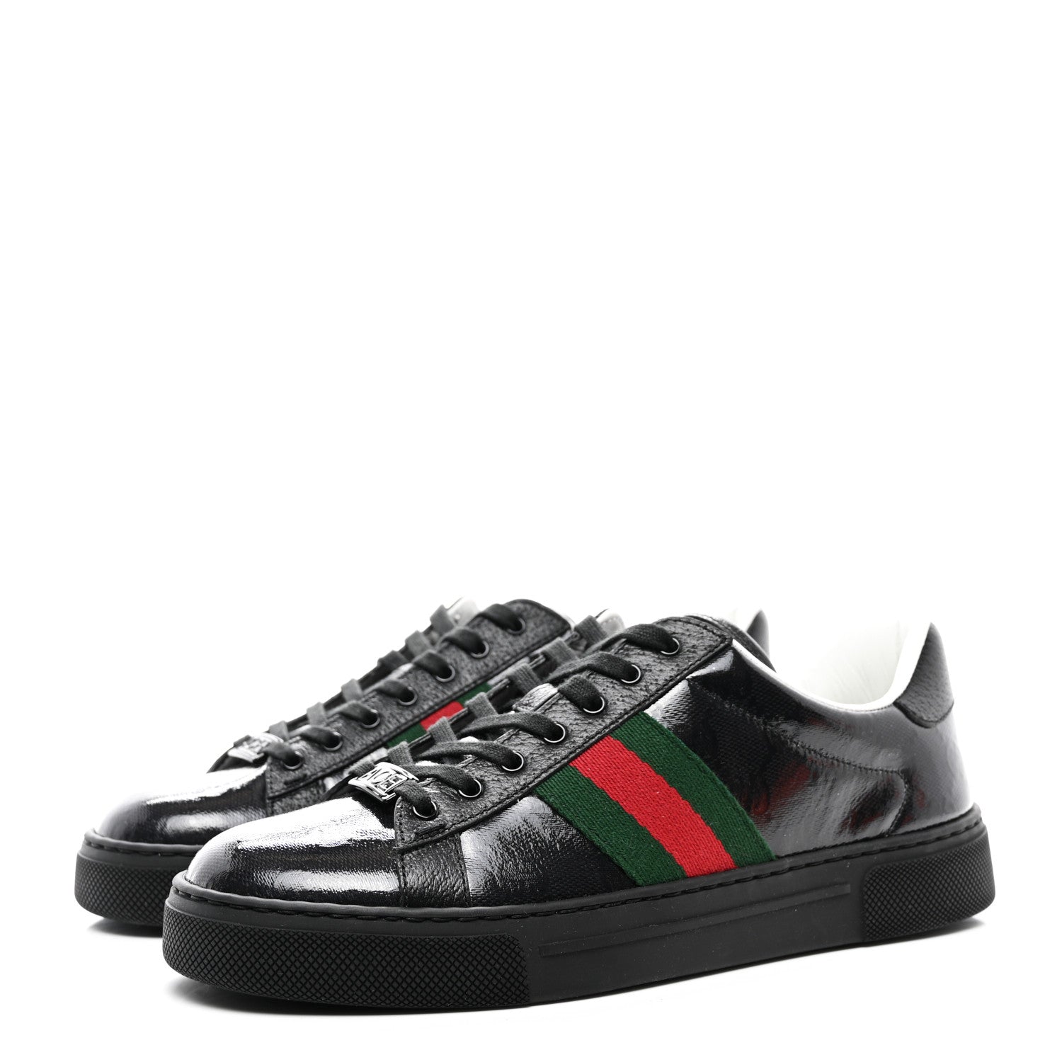 Gucci Crystal GG Monogram Web Womens New Ace Sneakers 37 Black 3 of 9
