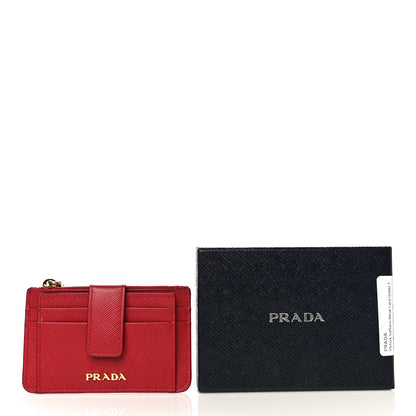 Prada Saffiano Metal Coin Case Card Holder Fuoco 14 of 14