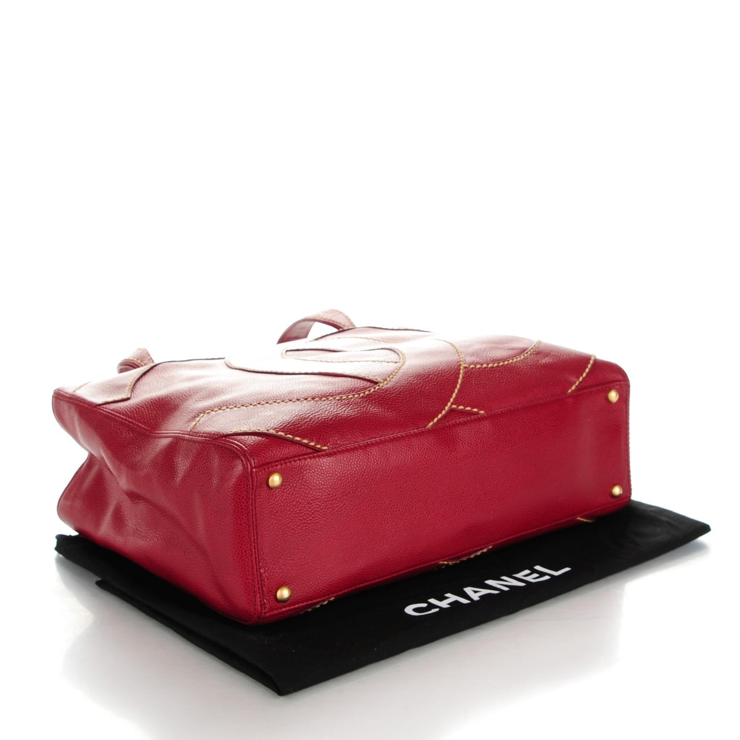 Caviar CC Stitched Tote Red