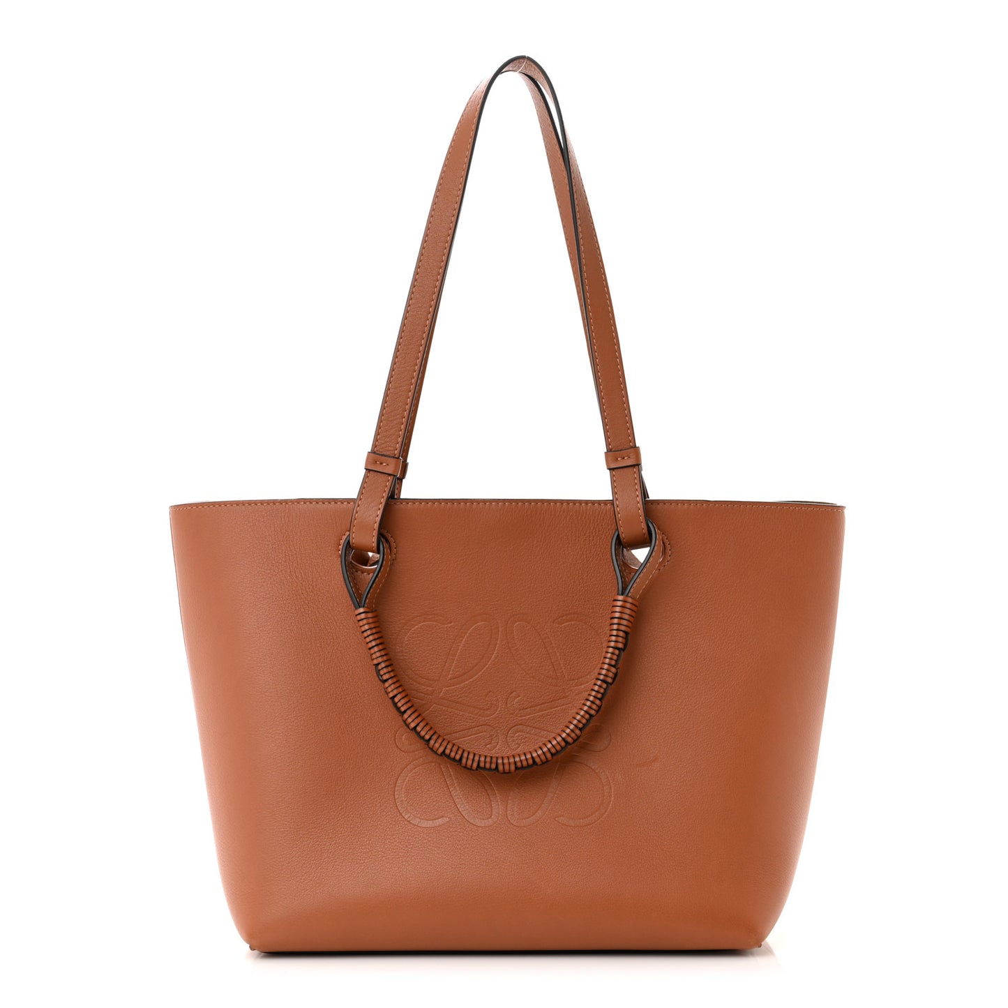 Smooth Calfskin Small Anagram Tote Tan