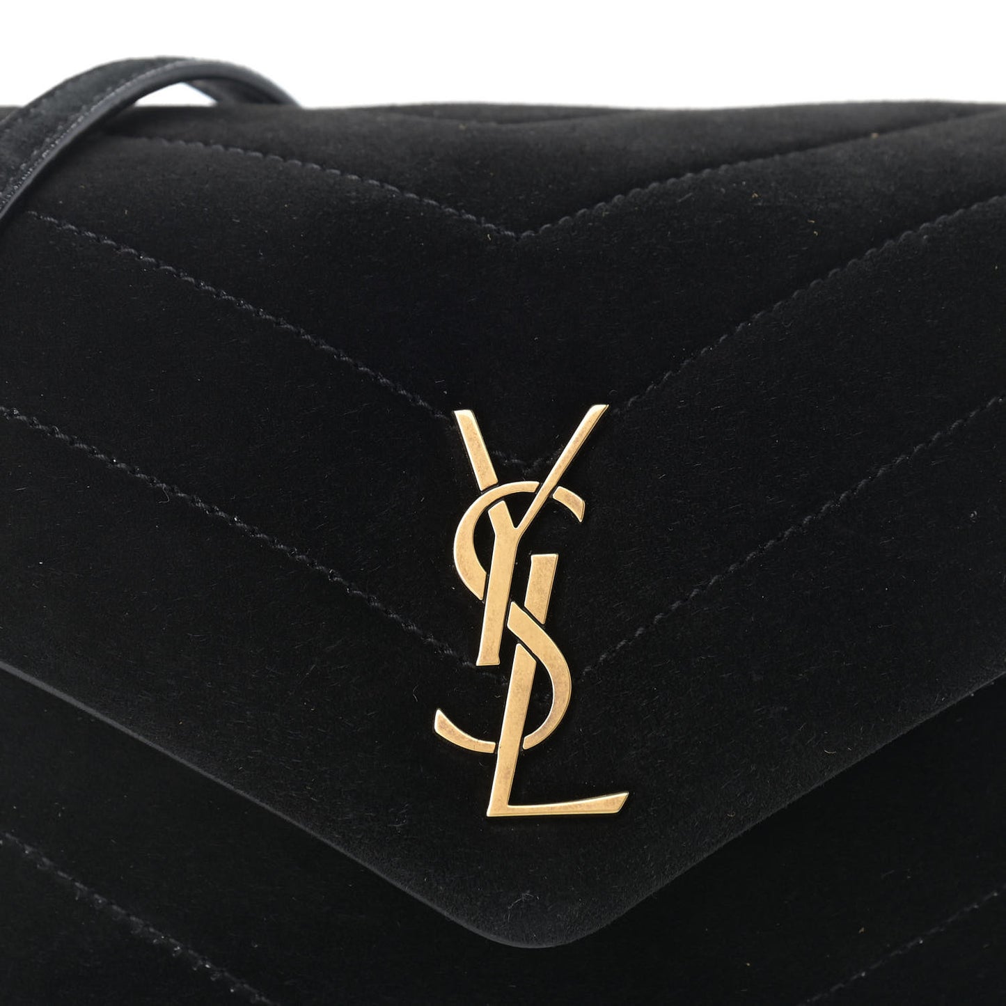 Suede Y Quilted Monogram Toy Loulou Crossbody Bag Black