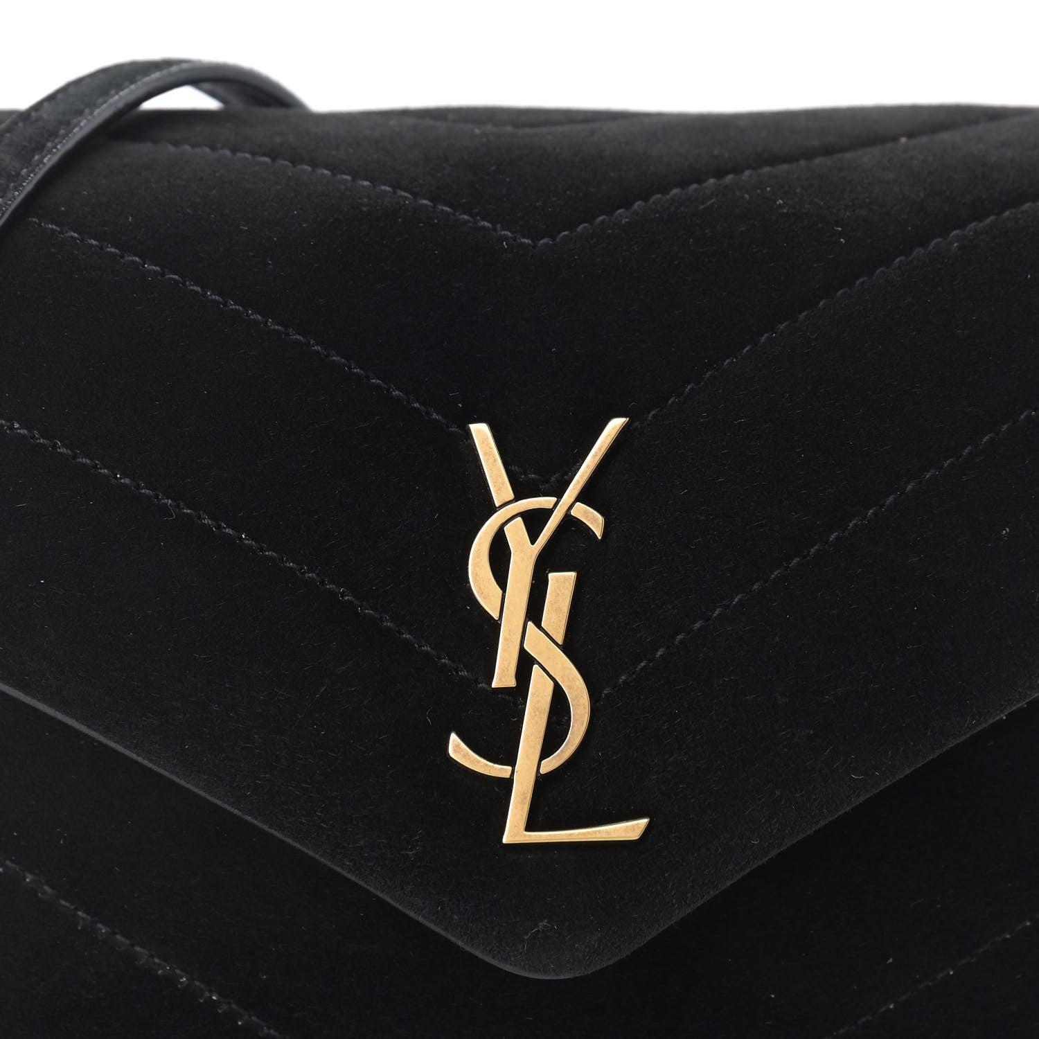 Saint Laurent Suede Y Quilted Monogram Toy Loulou Crossbody Bag Black 9 of 12