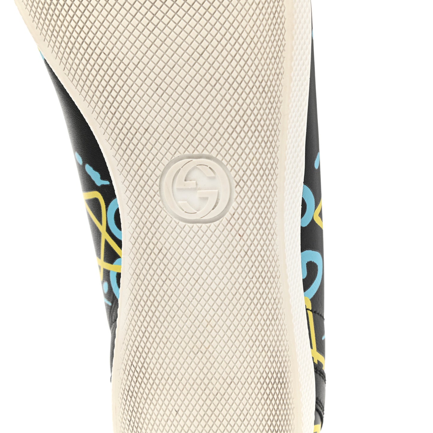 Calfskin GucciGhost Print Womens Low Top Sneakers 39.5 Black New Acquamarine