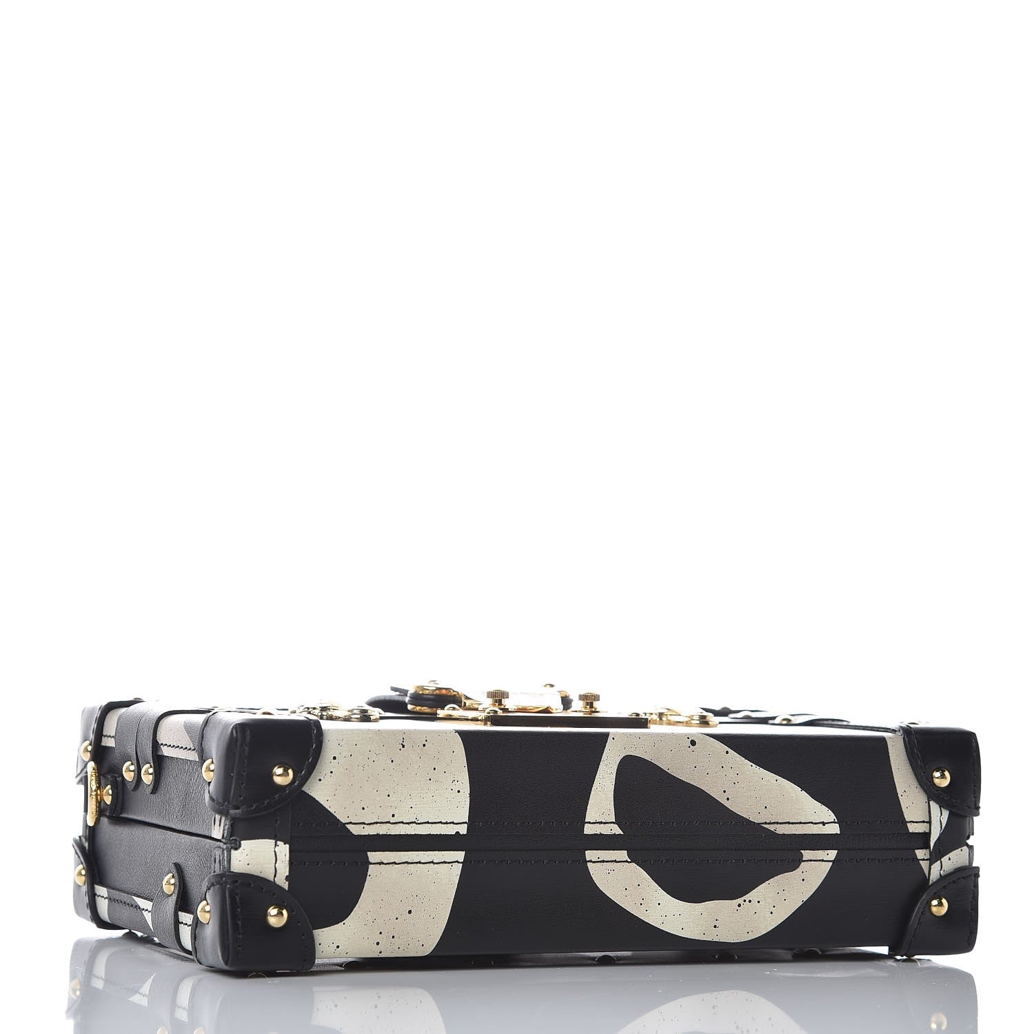 Louis Vuitton Calfskin Petite Malle Black White 4 of 6