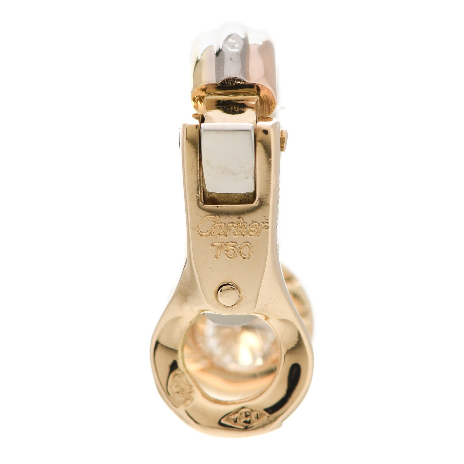 Cartier 18K Yellow White Pink Gold Diamond Trinity Clip-On Earrings 4 of 5