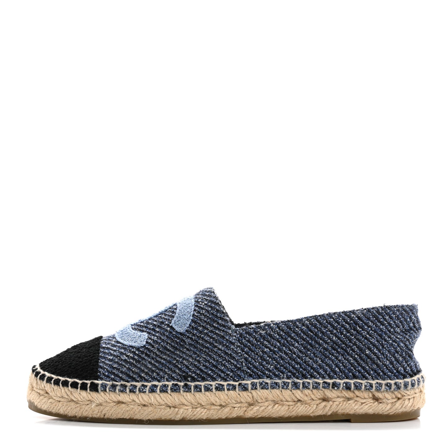 Cotton Tweed CC Espadrilles 39 Blue Ecru Black