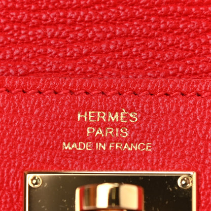 Hermes Chevre Mysore Kelly Pocket Compact Wallet Rouge de Coeur 6 of 7