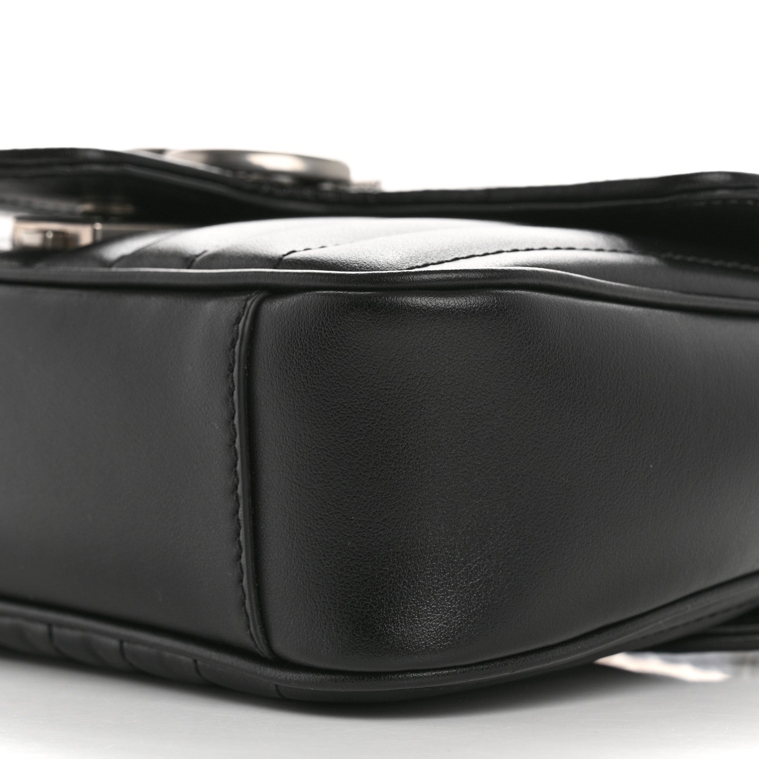Gucci Calfskin Matelasse Aria Mini GG Marmont Shoulder Bag Black Black 10 of 10
