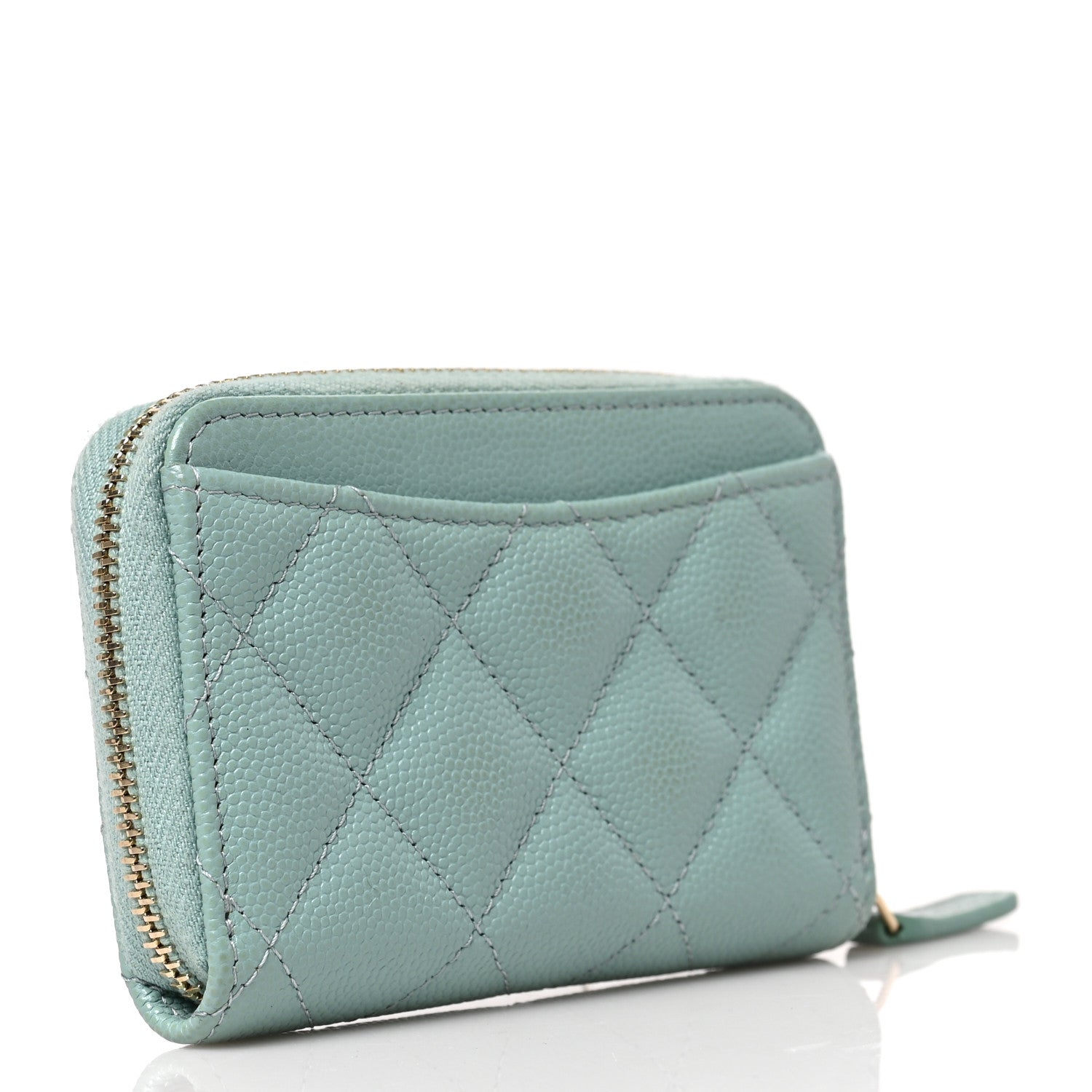 Chanel Caviar Quilted Zip Coin Purse Light Blue 5 of 14