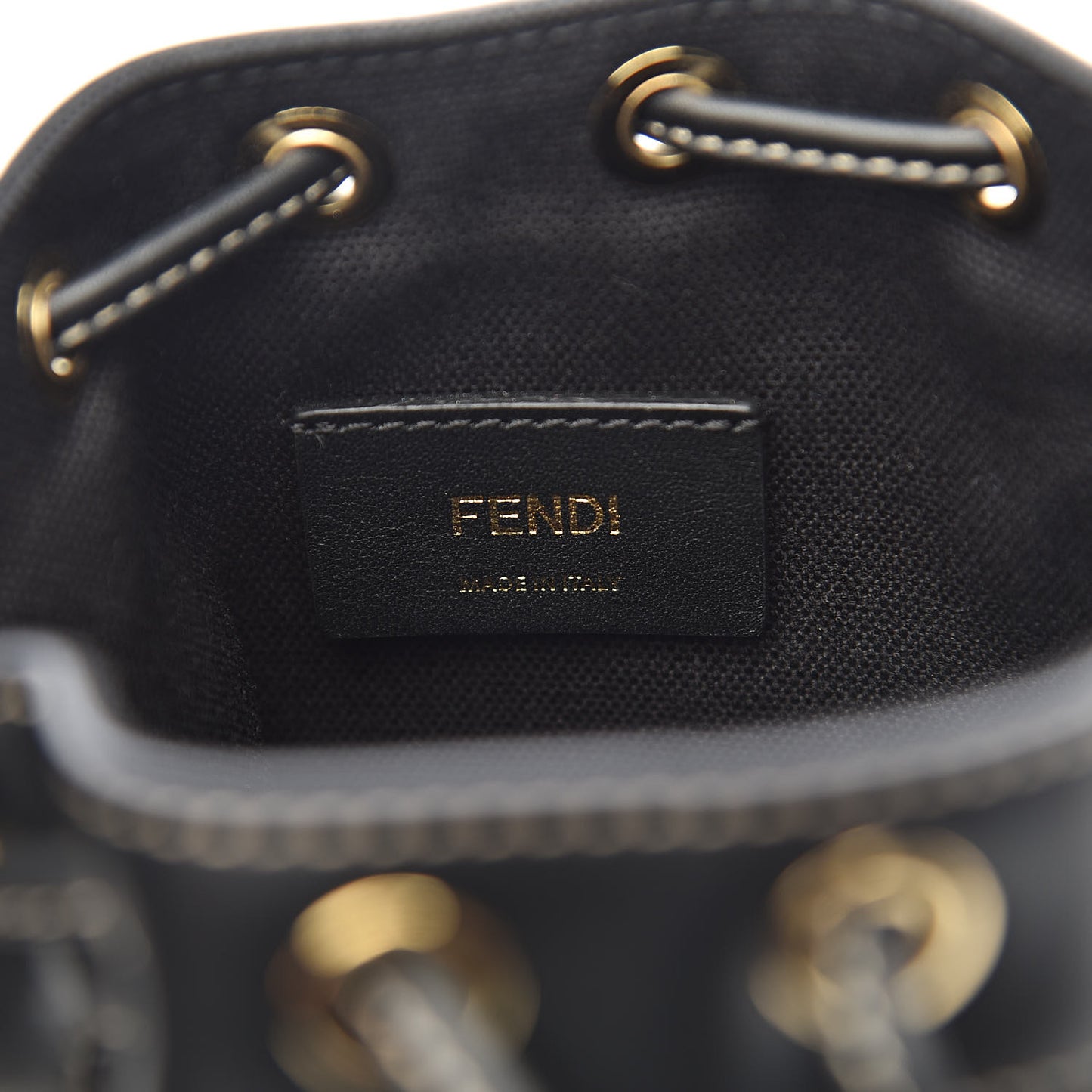 Canvas Vitello King F is Fendi FF Embroidered Mini Mon Tresor Bucket Bag Black