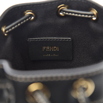 Fendi Canvas Vitello King F is Fendi FF Embroidered Mini Mon Tresor Bucket Bag Black 6 of 10