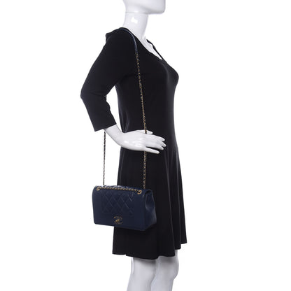 Chanel Sheepskin Quilted Medium Vintage Mademoiselle Flap Dark Navy 2 of 14