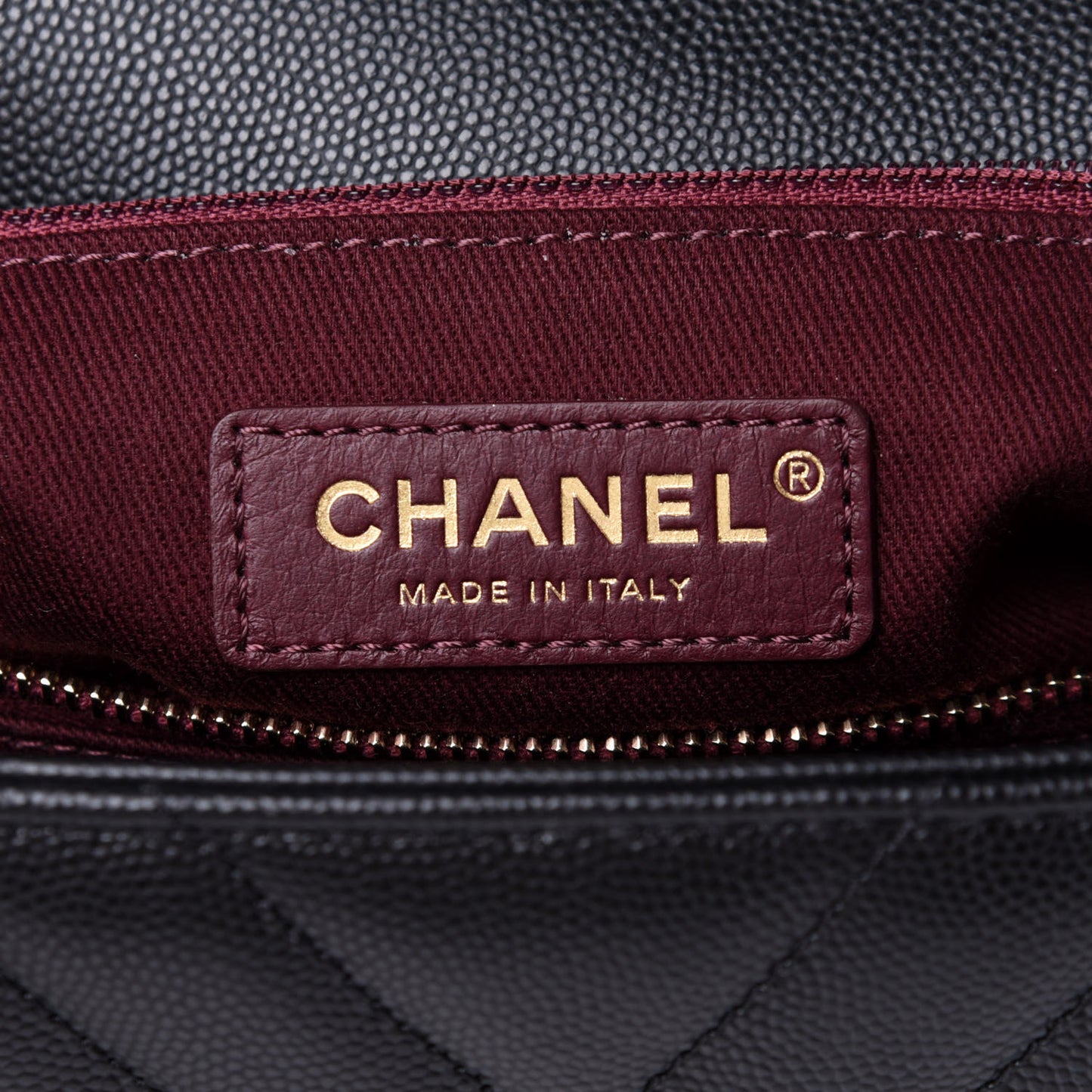 Caviar Lizard Embossed Chevron Quilted Medium Coco Handle Flap Black