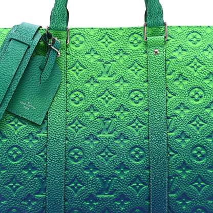 Louis Vuitton Taurillon Illusion Keepall Tote Bleu Vert 7 of 10