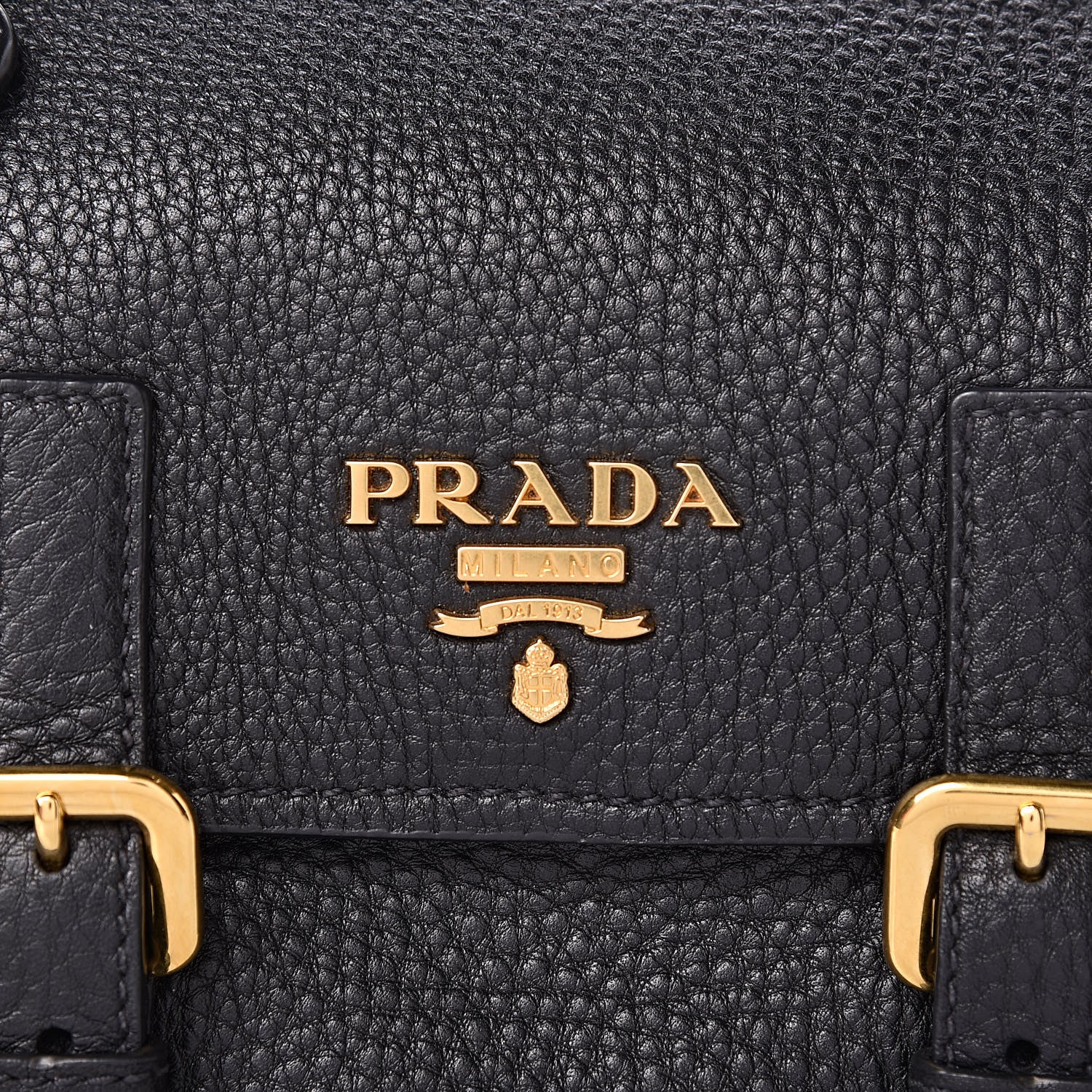 Prada Vitello Daino Double Buckle Messenger Bag Black 9 of 14