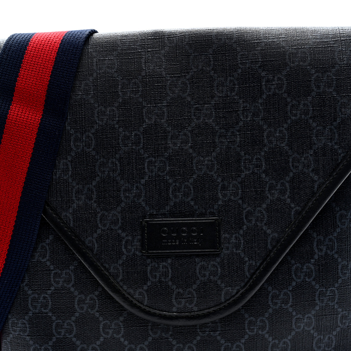 Gucci GG Supreme Monogram Web Medium Messenger Bag Black Grey 7 of 9