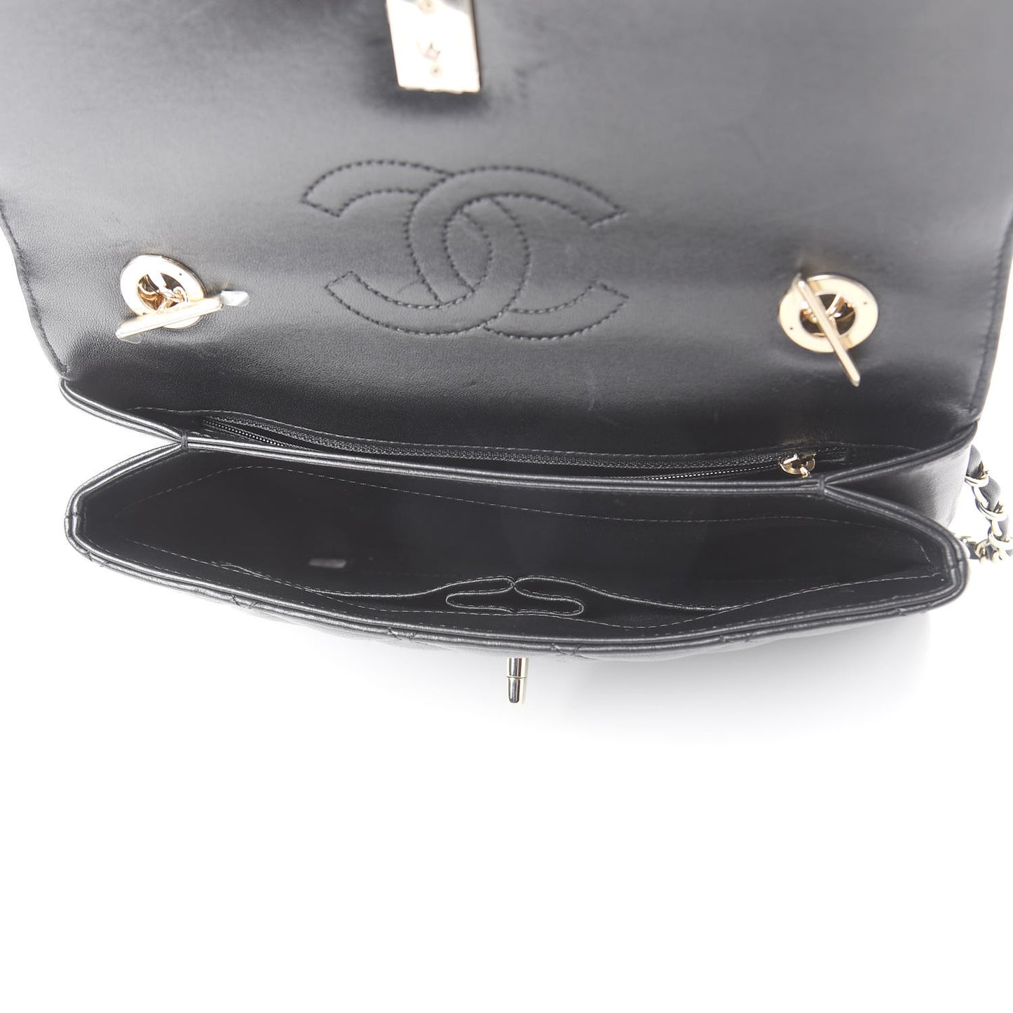 Lambskin Quilted Medium Trendy CC Flap Black