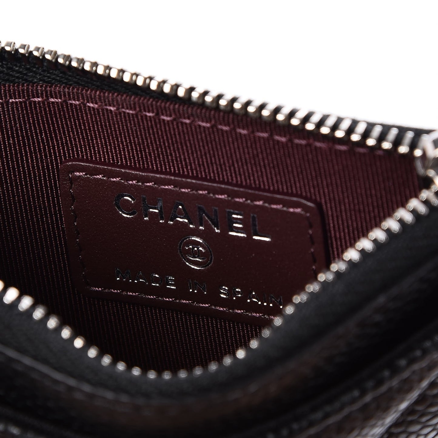 Caviar Quilted CC Zip Card Holder Black