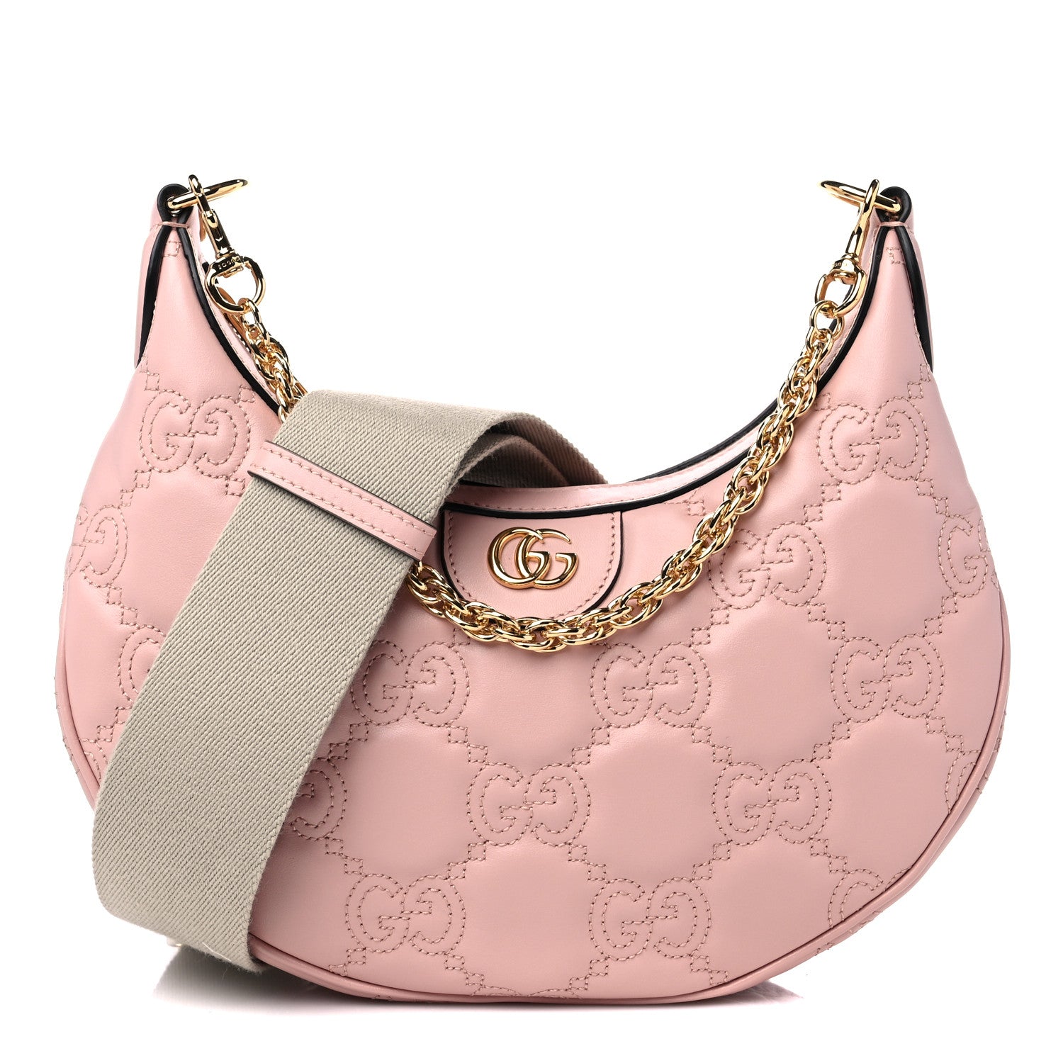 Gucci Calfskin GG Matelasse Small Hobo Shoulder Bag Perfect Pink Natural 1 of 8