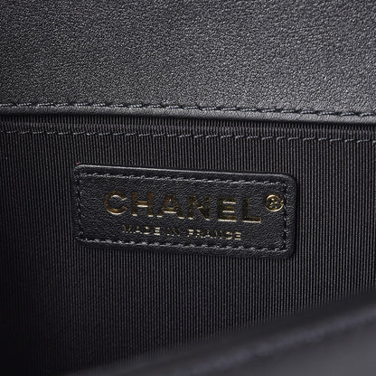 Chanel Calfskin Quilted Medium Boy Top Handle Flap Black 6 of 8