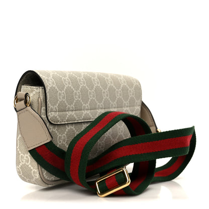 Gucci GG Supreme Monogram Textured Dollar Calfskin Web Mini Ophidia Envelope Shoulder Bag Beige Mystic White Oatmeal 3 of 11