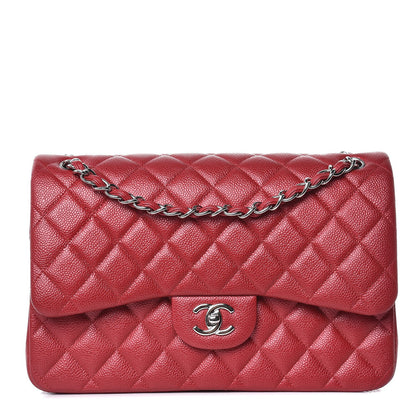 Chanel Pearly Caviar Quilted Jumbo Double Flap Dark Pink 1 of 10