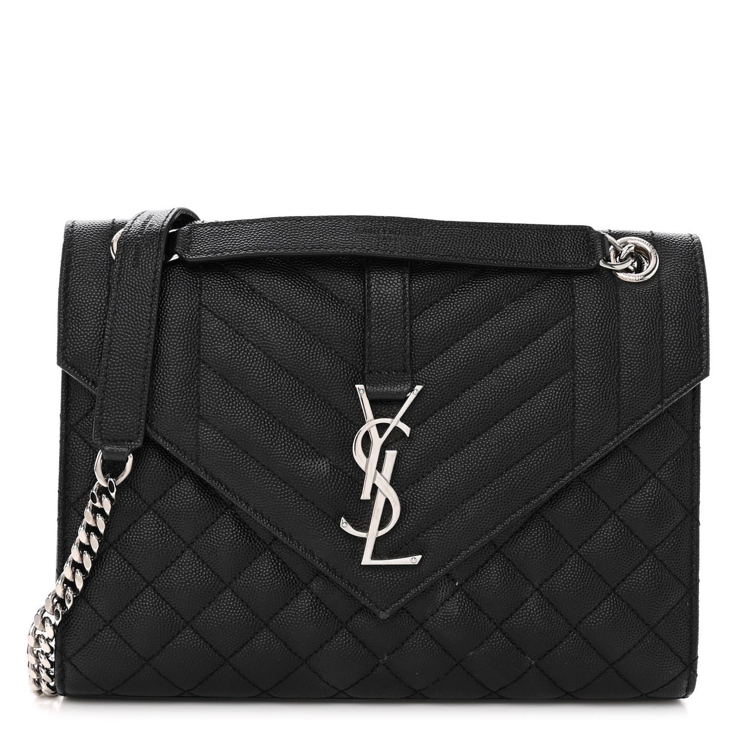 Grain De Poudre Textured Mixed Matelasse Triquilt Medium Monogram Satchel Black