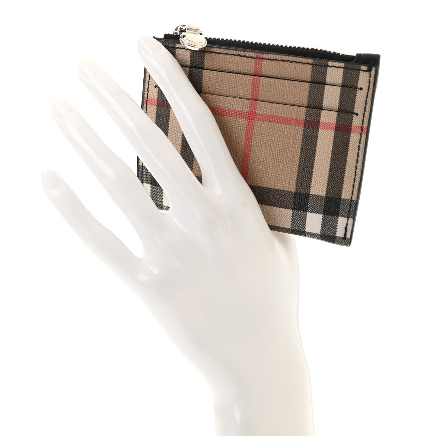 Coated Canvas House Check Coin Case Card Holder