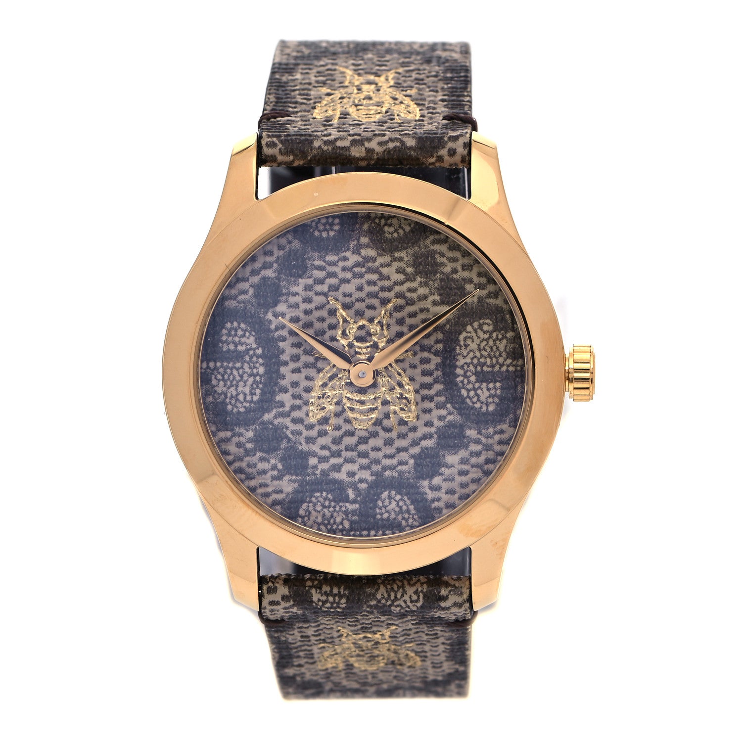 Gucci Stainless Steel Canvas 38mm G-Timeless GG Supreme Bee Quartz Watch Brown 1 of 7