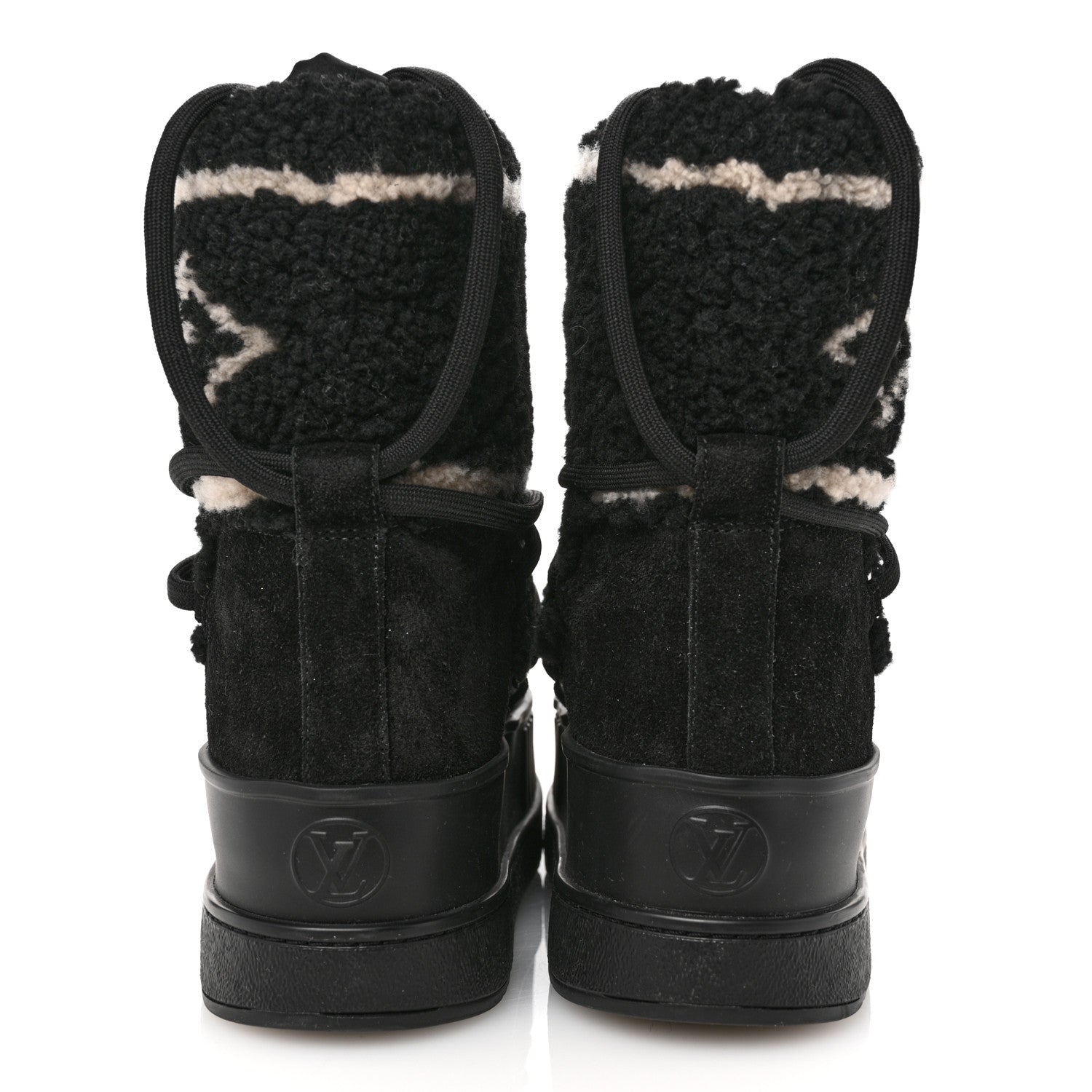 Louis Vuitton Suede Shearling Polar Flat Half Boots 35 Black 6 of 11