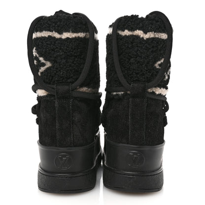 Louis Vuitton Suede Shearling Polar Flat Half Boots 35 Black 6 of 11