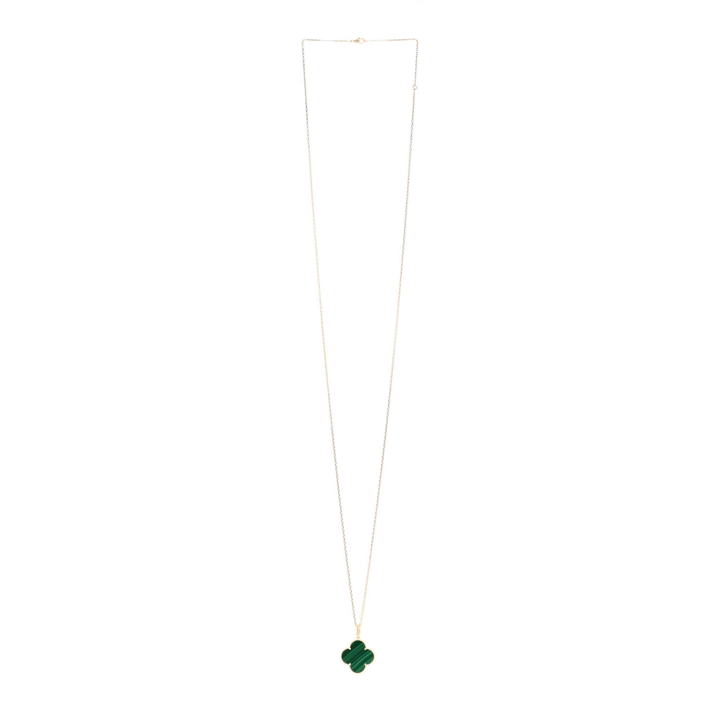 18K Yellow Gold Malachite Magic Alhambra Pendant Necklace