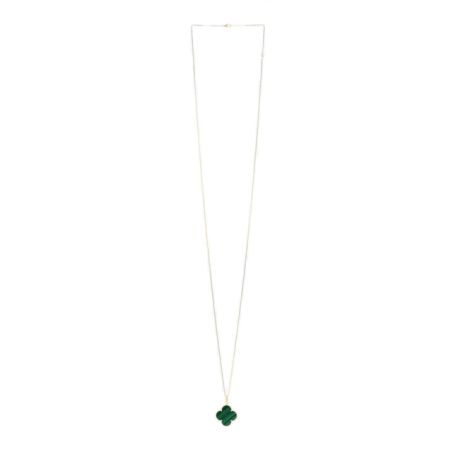 Van Cleef & Arpels 18K Yellow Gold Malachite Magic Alhambra Pendant Necklace 3 of 5