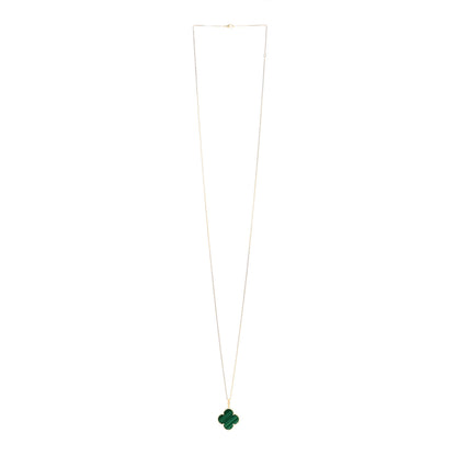 Van Cleef & Arpels 18K Yellow Gold Malachite Magic Alhambra Pendant Necklace 3 of 5
