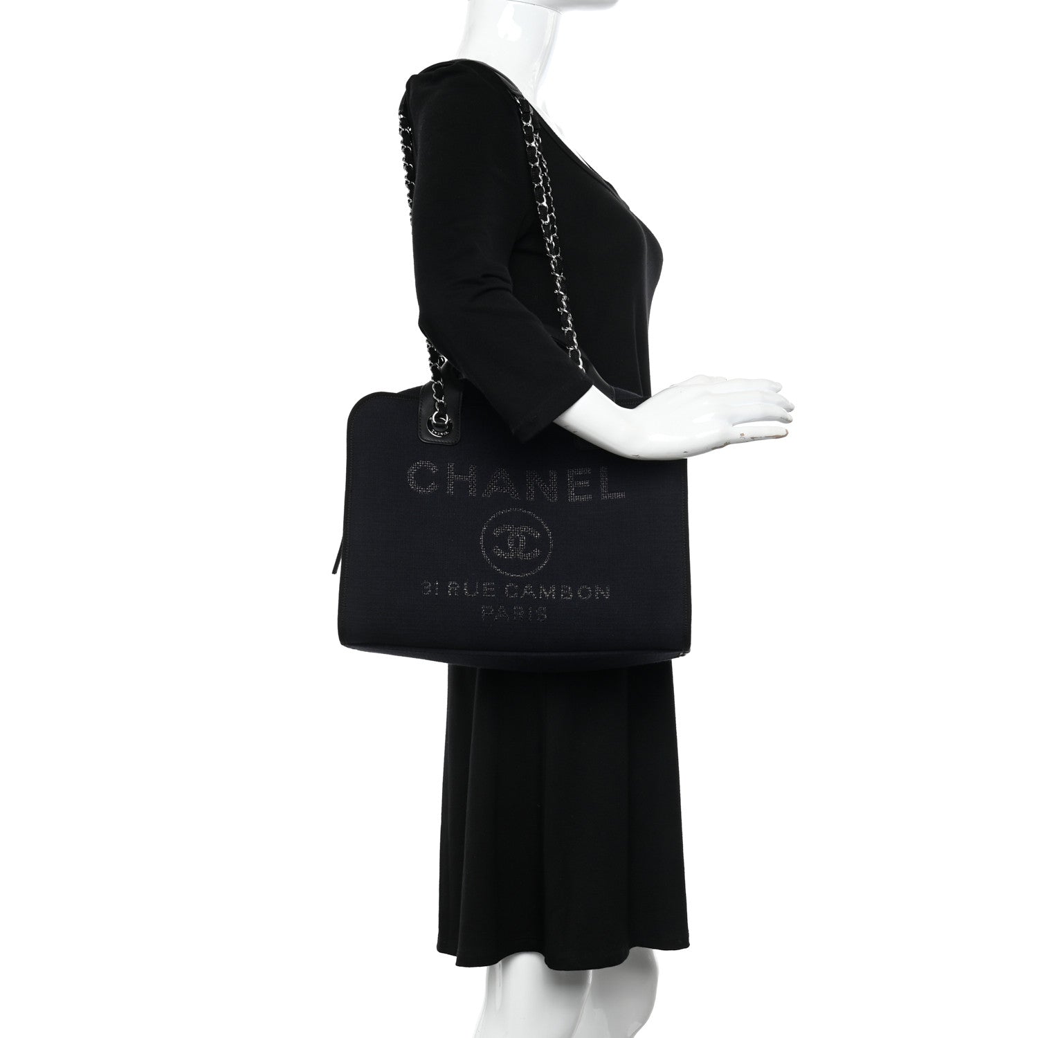 Chanel Denim Deauville Bowling Bag Dark Blue 2 of 11