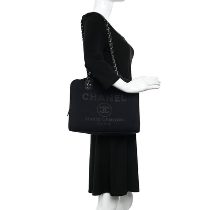 Chanel Denim Deauville Bowling Bag Dark Blue 2 of 11