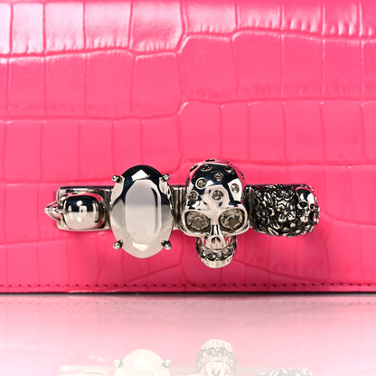 Alexander McQueen Shiny Crocodile Embossed Jeweled Satchel Peony Pink 11 of 11