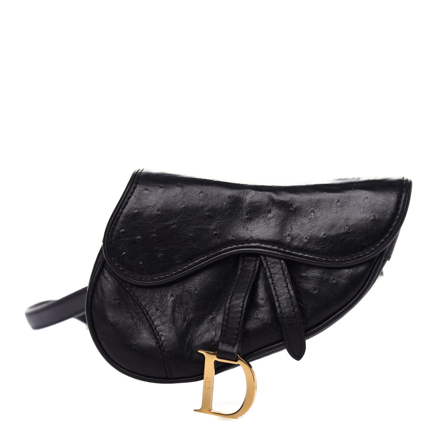 Ostrich Saddle Belt Bag Black