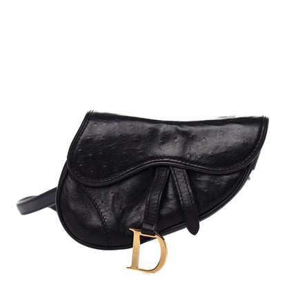 Christian Dior Ostrich Saddle Belt Bag Black 1 of 13