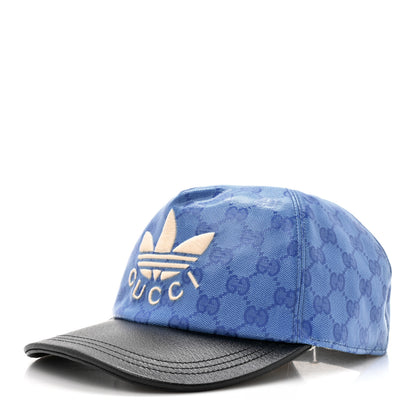Gucci X ADIDAS Crystal Monogram Textured Dollar Calfskin Trefoil Embroidered Stefanos Baseball Hat XL Bright Splash Black 1 of 10