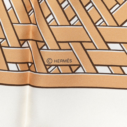 Hermes Silk Masan & Masan Scarf 90 White Beige Gris 4 of 5