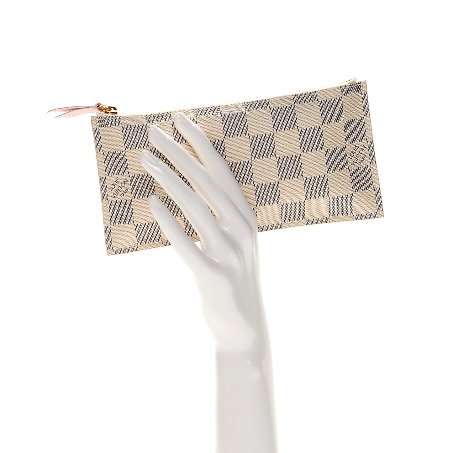 Damier Azur Felicie Chain Wallet Zippered Insert Rose Ballerine