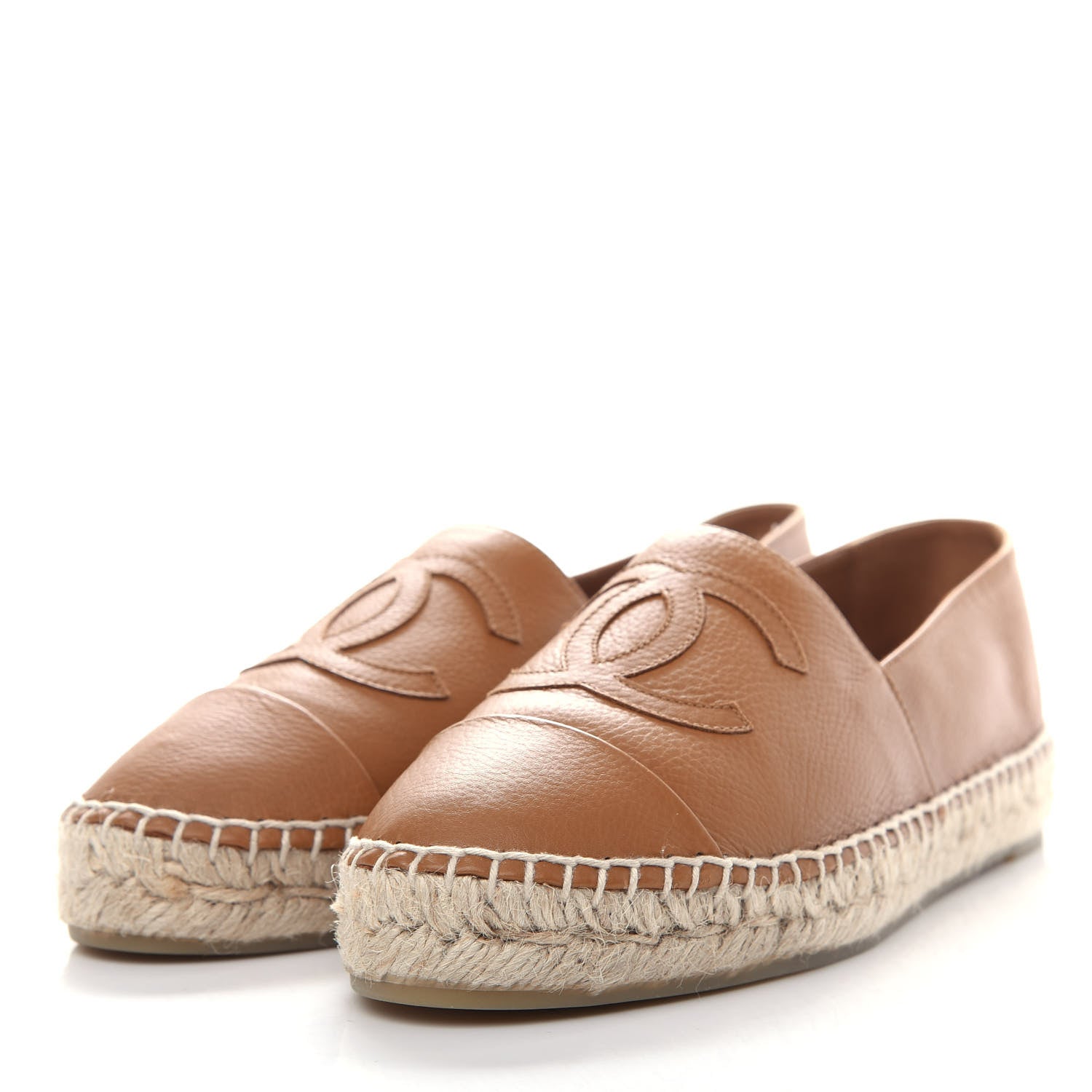 Chanel Lambskin CC Espadrilles 38 Light Brown 3 of 13