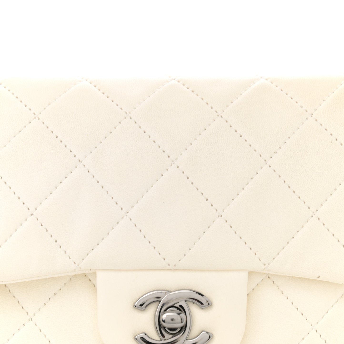 Lambskin Quilted Small Hula Hoop Flap Ivory