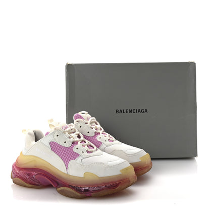 Balenciaga Fabric Mesh Clear Sole Womens Triple S Sneakers 40 White Pink 10 of 10